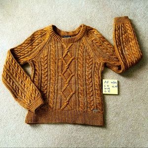 A&F top woven knit sweater XS brown
